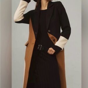 Avec les filles Black and Tan Colorblock Coat